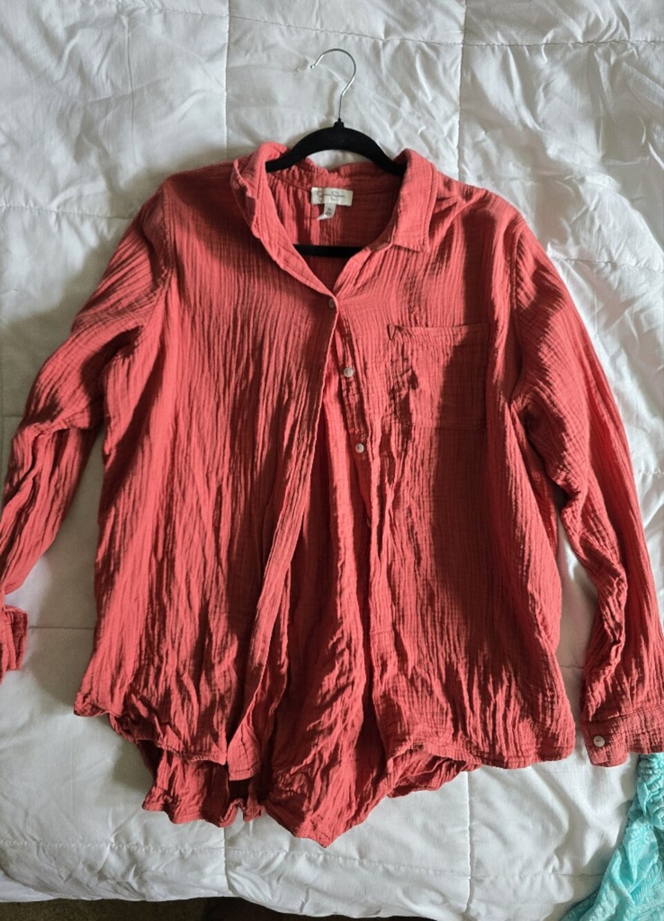 Jessica Simpson Coral Pink Textured Button-Up